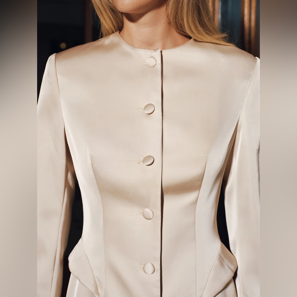 Commense Button-Front Satin Mini Blazer Dress NWT - image 5